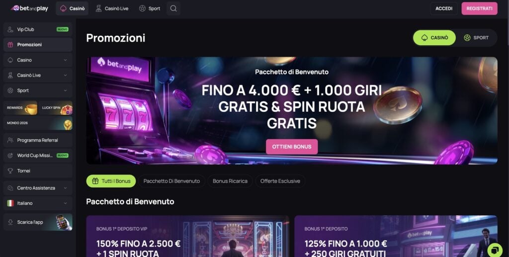 BetandPlay Casino Bonus