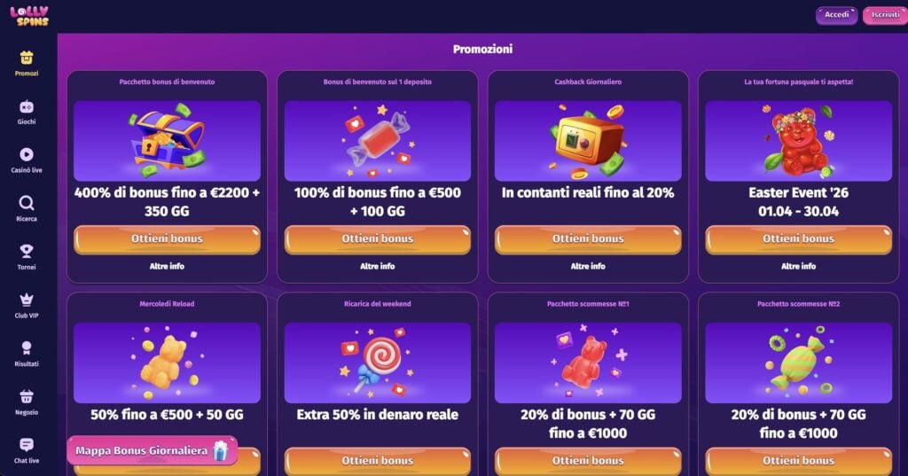 Lolly Spins Casino Bonus