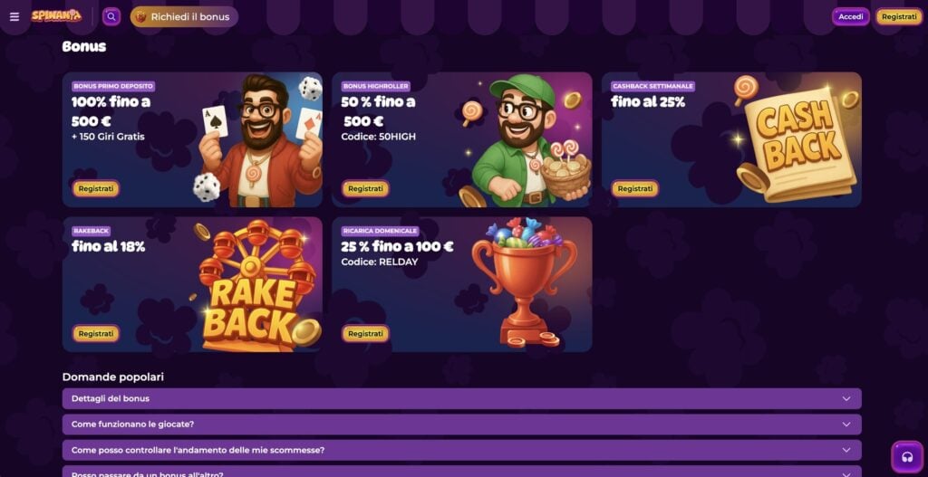 Spinania Casino Bonus